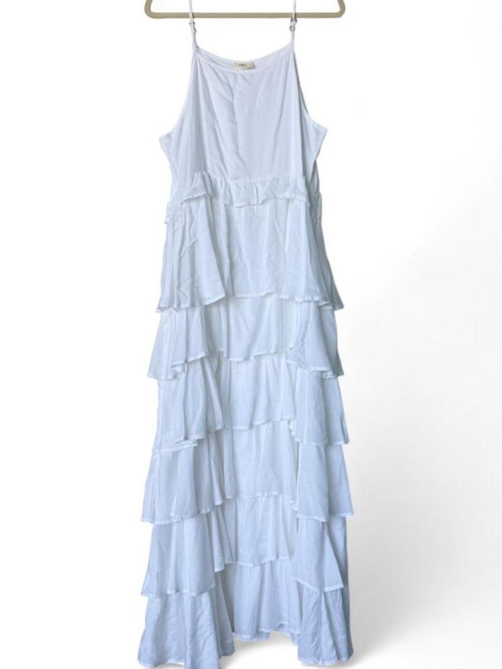 White tiered ruffle maxi dress